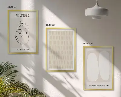 Fotowand met abstracte lijnen en vormen in beige en wit