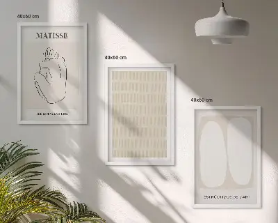 Fotowand met abstracte lijnen en vormen in beige en wit