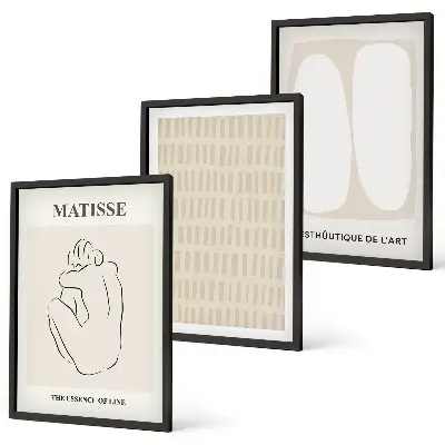 Fotowand met abstracte lijnen en vormen in beige en wit