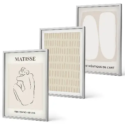 Fotowand met abstracte lijnen en vormen in beige en wit