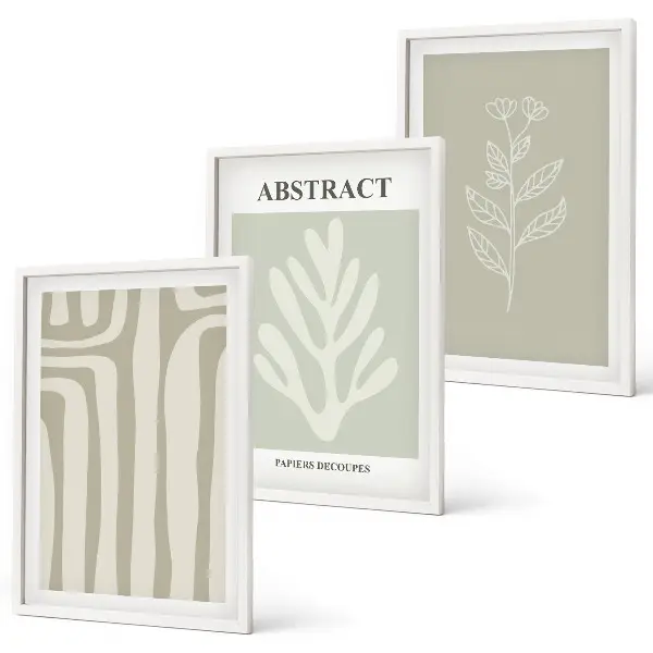 Set van wanddecoratie schilderijen met abstracte plantenmotieven