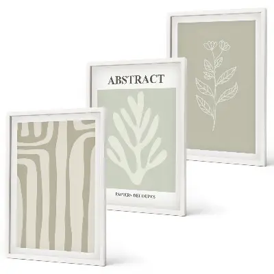 Set van wanddecoratie schilderijen met abstracte plantenmotieven