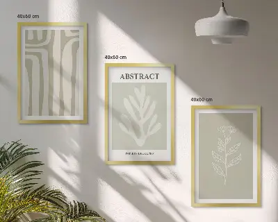 Set van wanddecoratie schilderijen met abstracte plantenmotieven