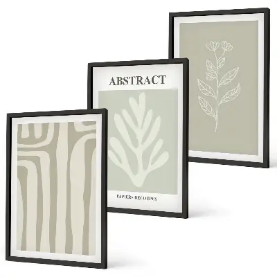 Set van wanddecoratie schilderijen met abstracte plantenmotieven