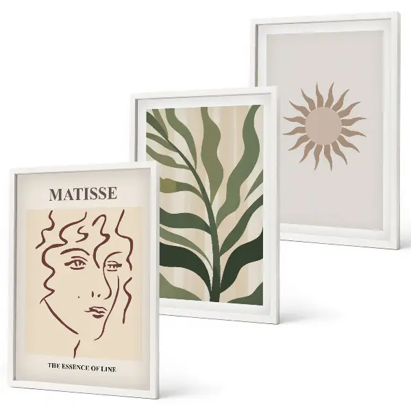 Set wanddecoratie met schilderijen Abstracte plantmotieven
