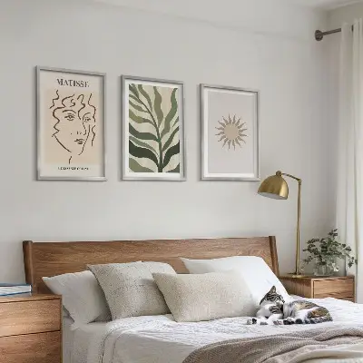 Set wanddecoratie met schilderijen Abstracte plantmotieven