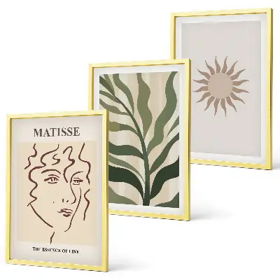 Set wanddecoratie met schilderijen Abstracte plantmotieven
