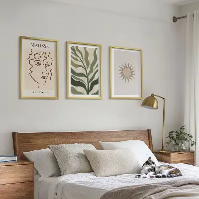 Set wanddecoratie met schilderijen Abstracte plantmotieven
