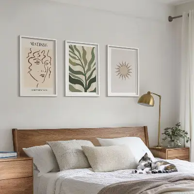 Set wanddecoratie met schilderijen Abstracte plantmotieven