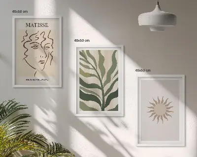 Set wanddecoratie met schilderijen Abstracte plantmotieven