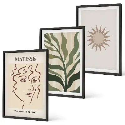 Set wanddecoratie met schilderijen Abstracte plantmotieven