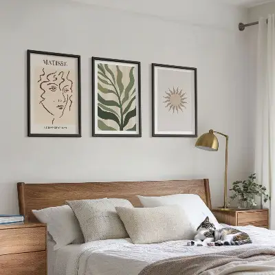 Set wanddecoratie met schilderijen Abstracte plantmotieven