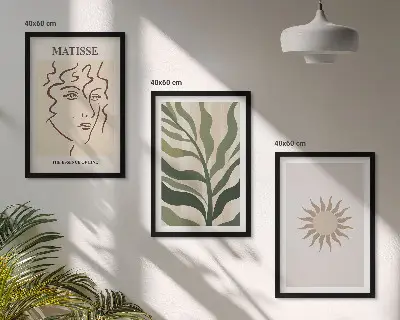 Set wanddecoratie met schilderijen Abstracte plantmotieven