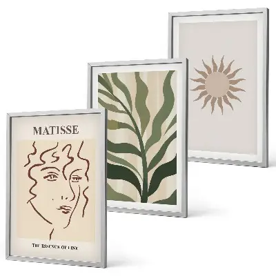 Set wanddecoratie met schilderijen Abstracte plantmotieven
