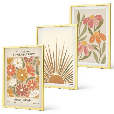 Fotowand pastelkleurige bloemen met zon