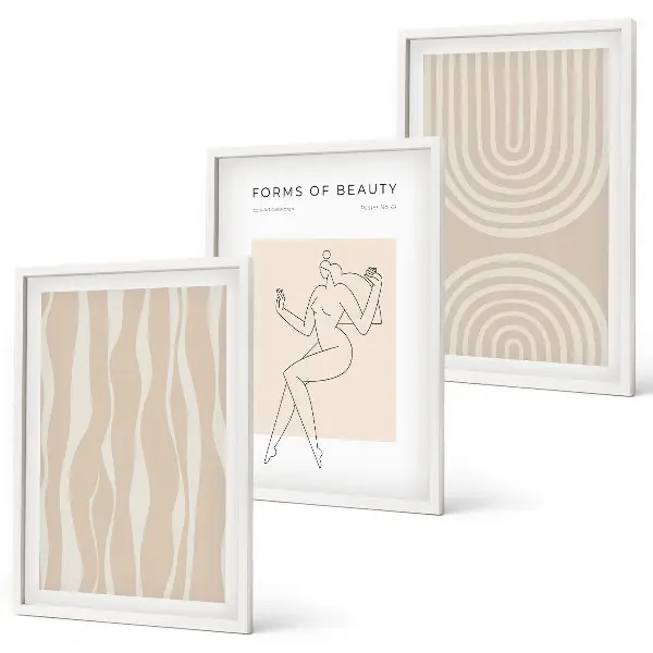 Wanddecoratieset schilderijen abstracte boho stijl