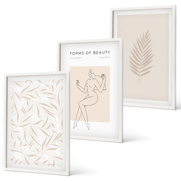 Wanddecoratie set schilderijen Motywy minimalistyczne botaniczne