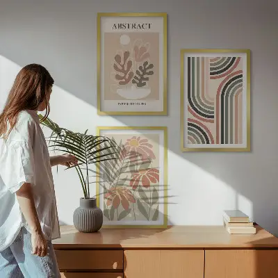 Fotowand abstracte planten in pasteltinten