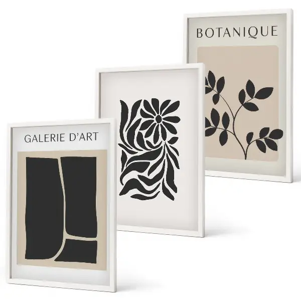 Wanddecoratieset schilderijen met abstracte plantenmotieven