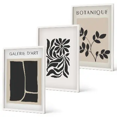 Wanddecoratieset schilderijen met abstracte plantenmotieven
