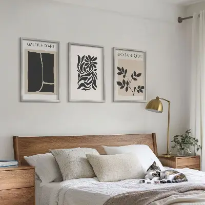 Wanddecoratieset schilderijen met abstracte plantenmotieven