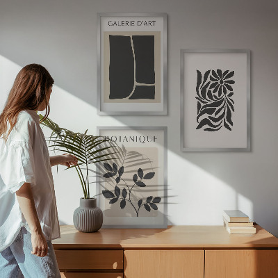 Wanddecoratie set schilderijen Abstrakcyjne wzory roślinne