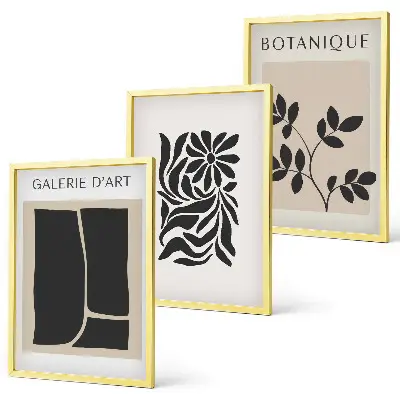Wanddecoratieset schilderijen met abstracte plantenmotieven