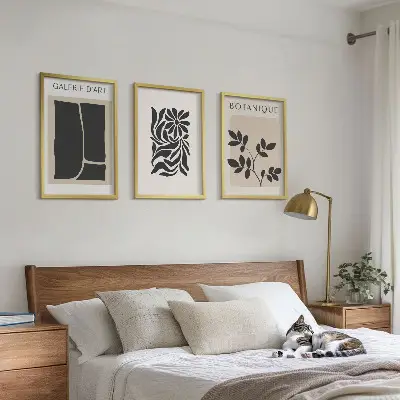 Wanddecoratieset schilderijen met abstracte plantenmotieven