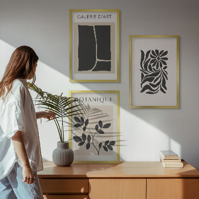 Wanddecoratie set schilderijen Abstrakcyjne wzory roślinne