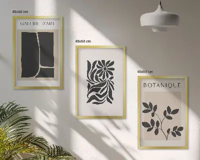 Wanddecoratieset schilderijen met abstracte plantenmotieven