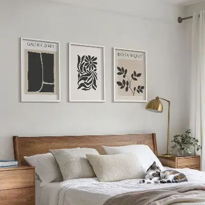 Wanddecoratieset schilderijen met abstracte plantenmotieven