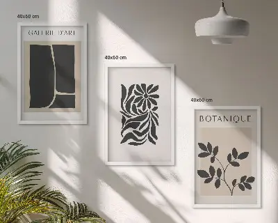 Wanddecoratieset schilderijen met abstracte plantenmotieven