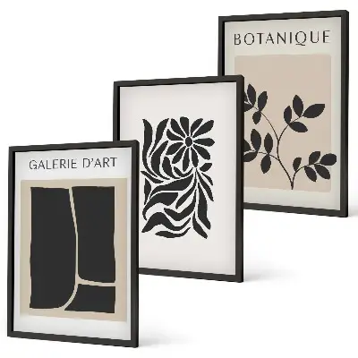 Wanddecoratieset schilderijen met abstracte plantenmotieven