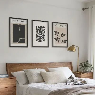 Wanddecoratieset schilderijen met abstracte plantenmotieven