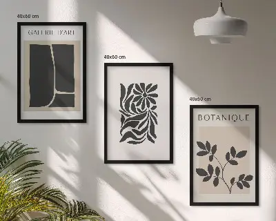Wanddecoratieset schilderijen met abstracte plantenmotieven