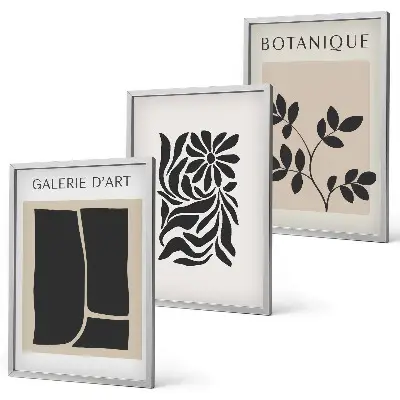 Wanddecoratieset schilderijen met abstracte plantenmotieven