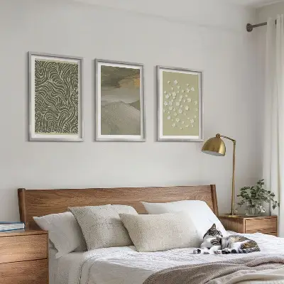 Wanddecoratieset schilderijen met abstracte golvende bloemenmotieven