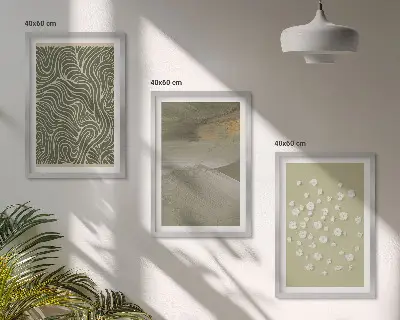 Wanddecoratieset schilderijen met abstracte golvende bloemenmotieven