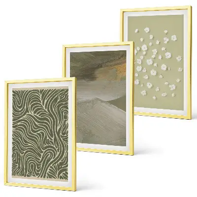 Wanddecoratieset schilderijen met abstracte golvende bloemenmotieven