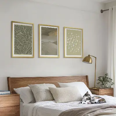 Wanddecoratieset schilderijen met abstracte golvende bloemenmotieven