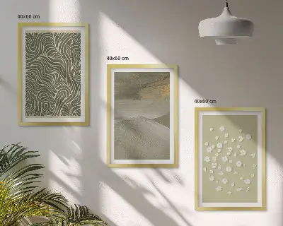 Wanddecoratieset schilderijen met abstracte golvende bloemenmotieven