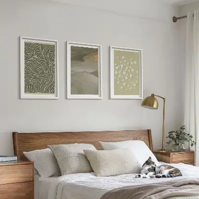 Wanddecoratieset schilderijen met abstracte golvende bloemenmotieven
