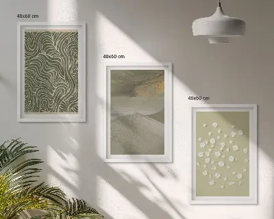 Wanddecoratieset schilderijen met abstracte golvende bloemenmotieven