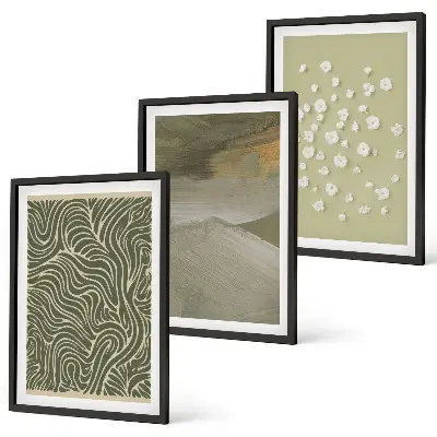 Wanddecoratieset schilderijen met abstracte golvende bloemenmotieven