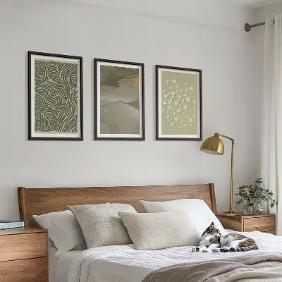 Wanddecoratieset schilderijen met abstracte golvende bloemenmotieven
