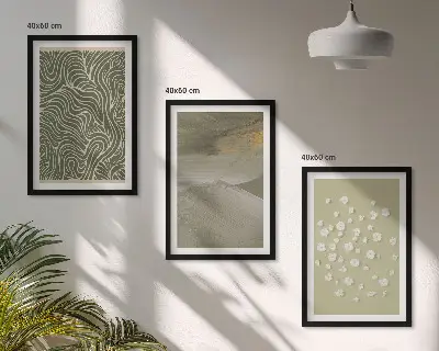 Wanddecoratieset schilderijen met abstracte golvende bloemenmotieven