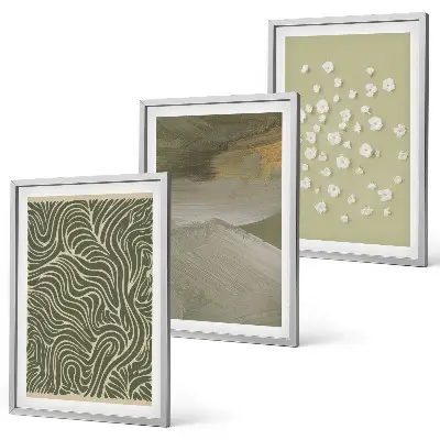 Wanddecoratieset schilderijen met abstracte golvende bloemenmotieven