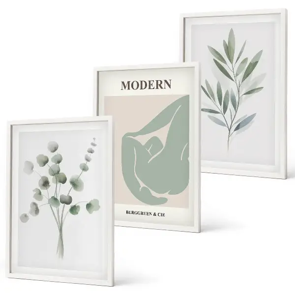 Fotowand met botanische motieven in het groen
