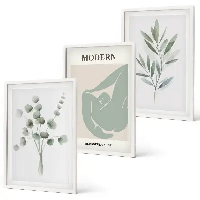 Fotowand met botanische motieven in het groen