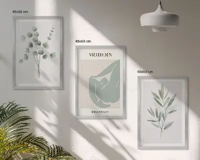 Fotowand met botanische motieven in het groen
